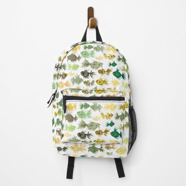 Item preview, Green and Yellow Watercolor Fish Pattern - White Background designed and sold by HeatherNafeArt.