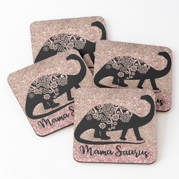 Item preview, Mamasaurus Dino with flowers on rose gold background designed and sold by MagicStrawberry.