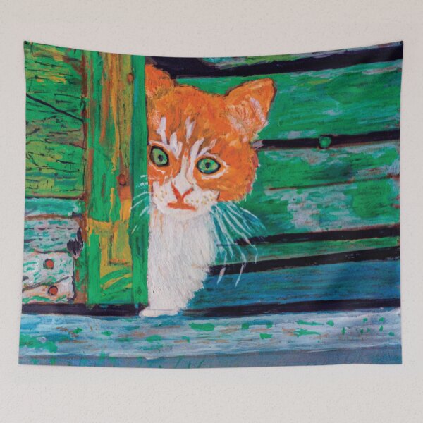 Item preview, I Am Watching You, cat pastel painting designed and sold by pineappledizajn.