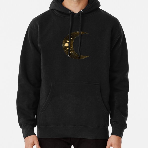 Gold Crescent Moon Phases Pullover Hoodie