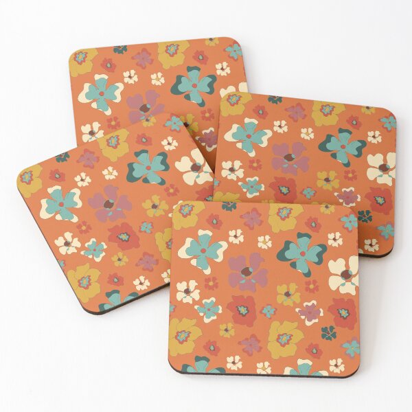 Item preview, stylized flowers on orange background designed and sold by cemreyigitsahin.