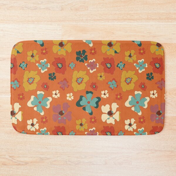 Item preview, stylized flowers on orange background designed and sold by cemreyigitsahin.