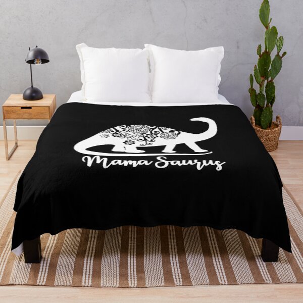 Item preview, Mamasaurus Dino with flowers white on black designed and sold by MagicStrawberry.