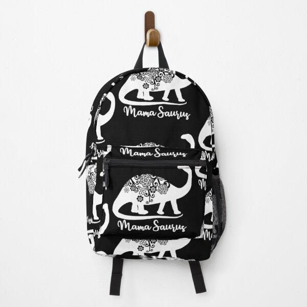 Item preview, Mamasaurus Dino with flowers white on black designed and sold by MagicStrawberry.