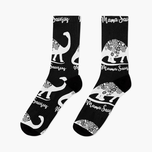 Item preview, Mamasaurus Dino with flowers white on black designed and sold by MagicStrawberry.