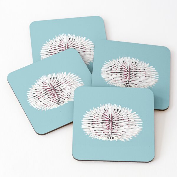 Item preview, White and red sea urchin anatomy mouth teeth claws prickly feet designed and sold by NatureNature.