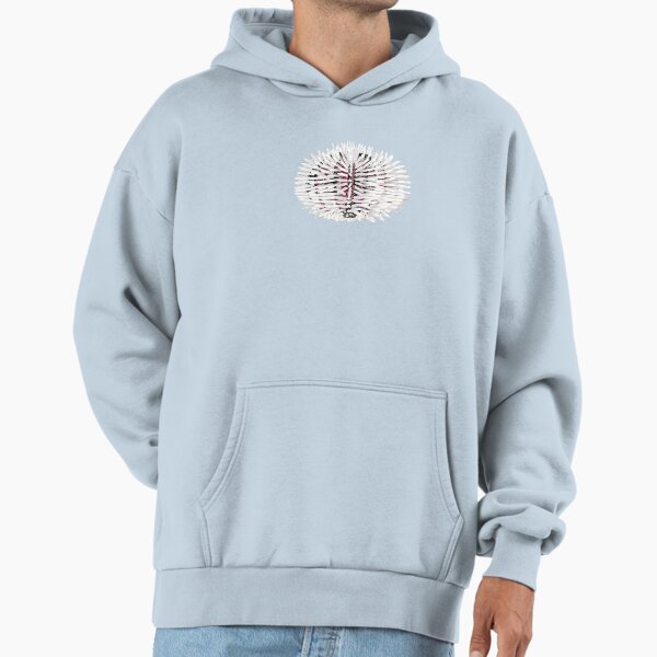 White and red sea urchin anatomy mouth teeth claws prickly feet Premium Oversized Hoodie
