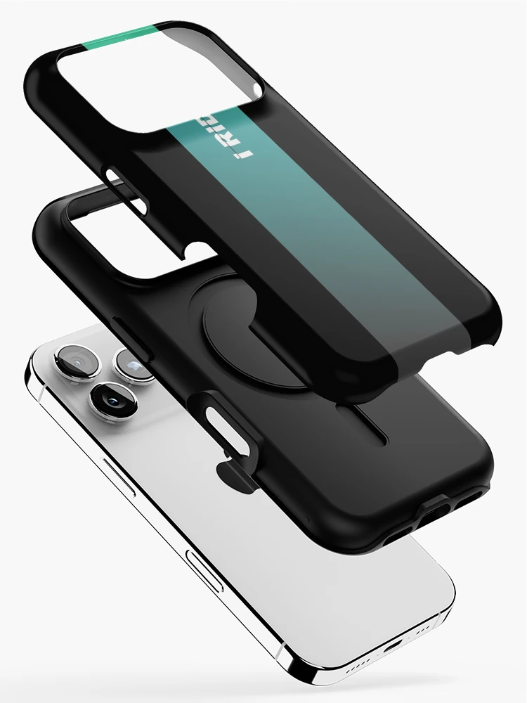 Thumbnail 2 of 4, iPhone Case, I Ride Fixed Sliced Text Art Turquoise Gradient designed and sold by RabeDesigns.