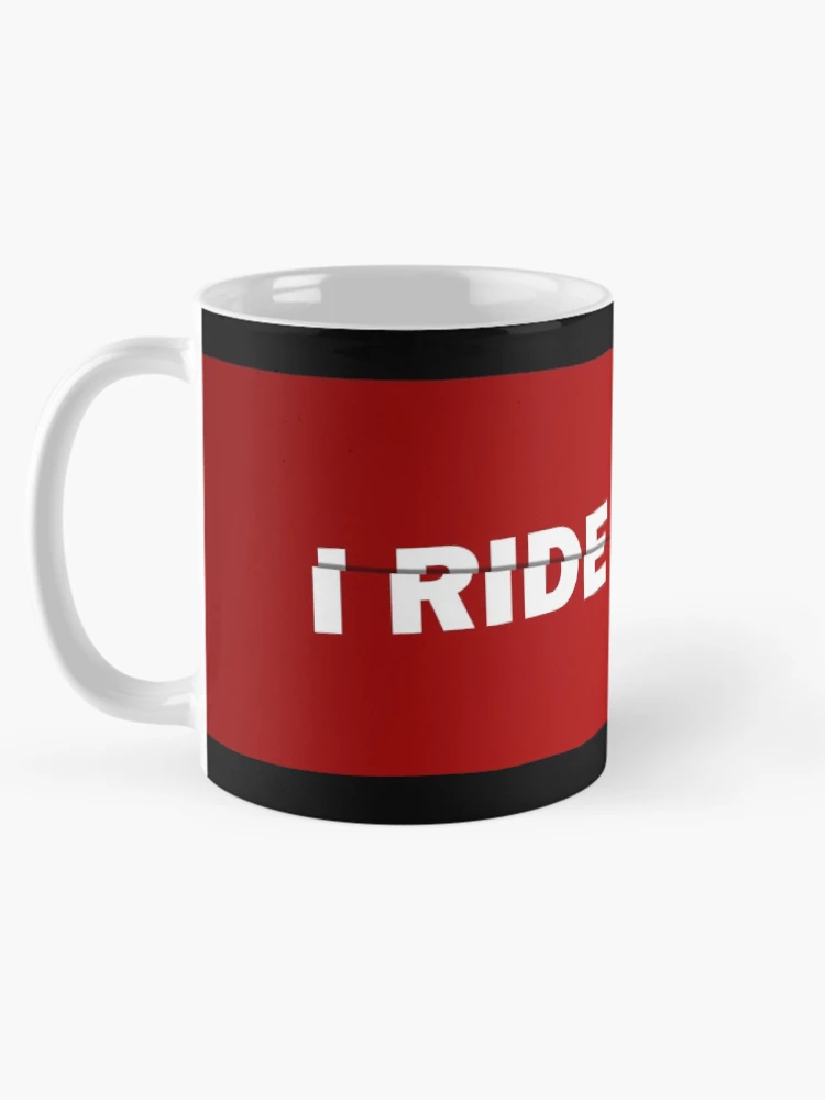 Thumbnail 5 of 6, Coffee Mug, I Ride Fixed Sliced Text Art Red Gradient designed and sold by RabeDesigns.