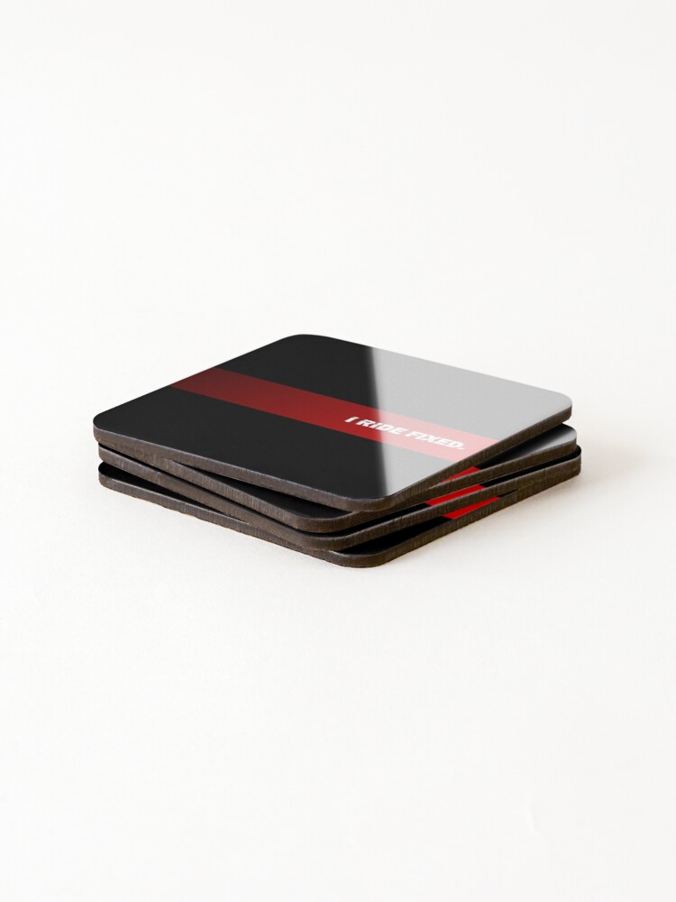 Thumbnail 4 of 5, Coasters (Set of 4), I Ride Fixed Sliced Text Art Red Gradient designed and sold by RabeDesigns.