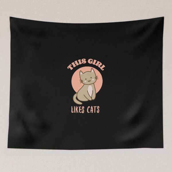 Item preview, This Girl Likes Cat - kawaii cat sitting & smiling designed and sold by GLwithUs.