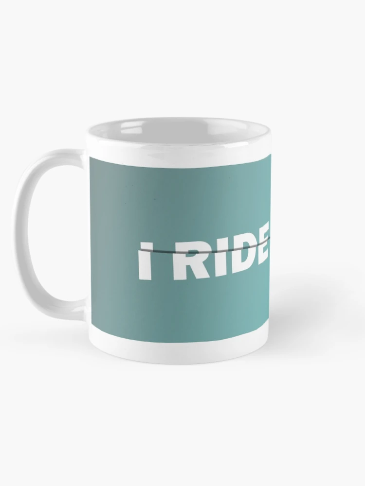 Thumbnail 5 of 6, Coffee Mug, I Ride Fixed Sliced Text Art Blue Gradient designed and sold by RabeDesigns.