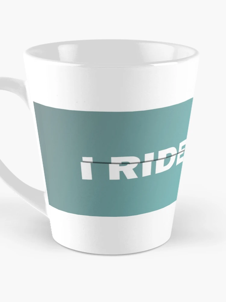 Thumbnail 3 of 4, Coffee Mug, I Ride Fixed Sliced Text Art Blue Gradient designed and sold by RabeDesigns.