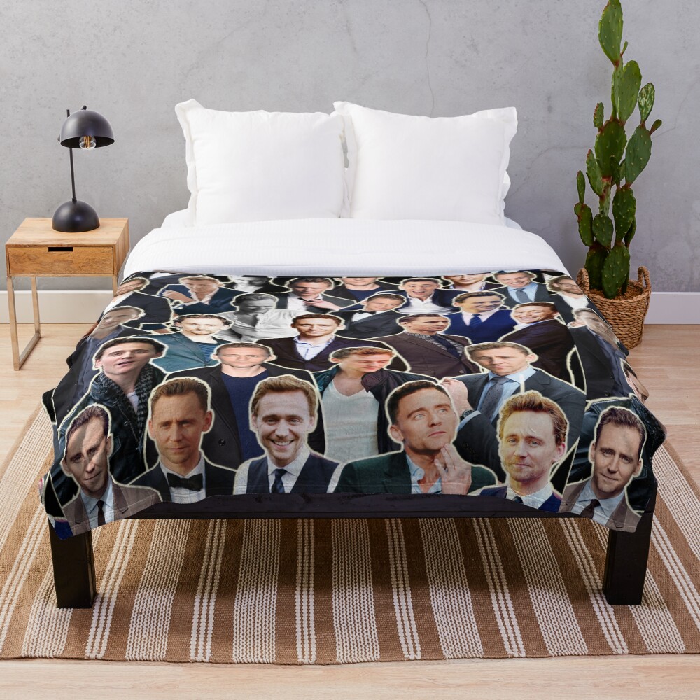 "Tom Hiddleston Collage Aquarius Zodiac" Throw Blanket by AthiraA