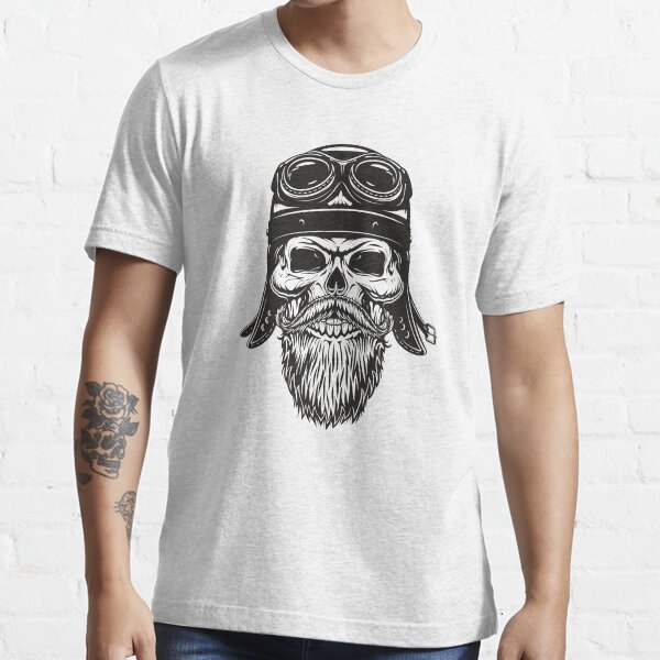"Aviator skull" Tshirt for Sale by RoundStore Redbubble black and