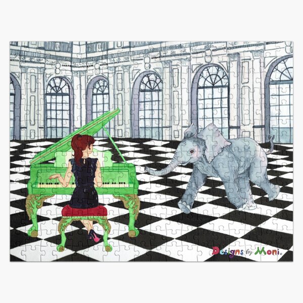 Whimsical Piano Concert with Baby Elephant Jigsaw Puzzle