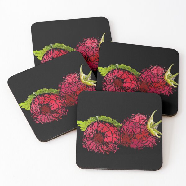 Item preview, ILLUSTRATION OF RASPBERRY ON BLACK BACKGROUND designed and sold by cemreyigitsahin.