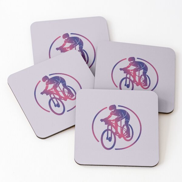 Item preview, Cross Country Mountain Biker Descending Purple Pink Gradient designed and sold by RabeDesigns.