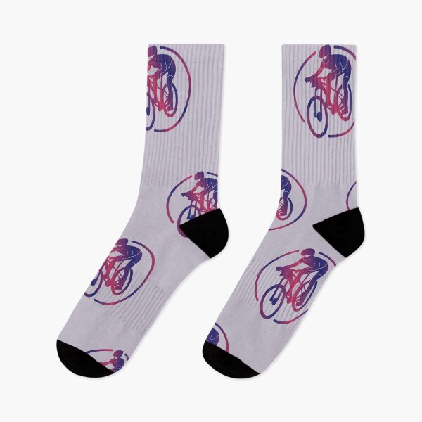 Item preview, Cross Country Mountain Biker Descending Purple Pink Gradient designed and sold by RabeDesigns.