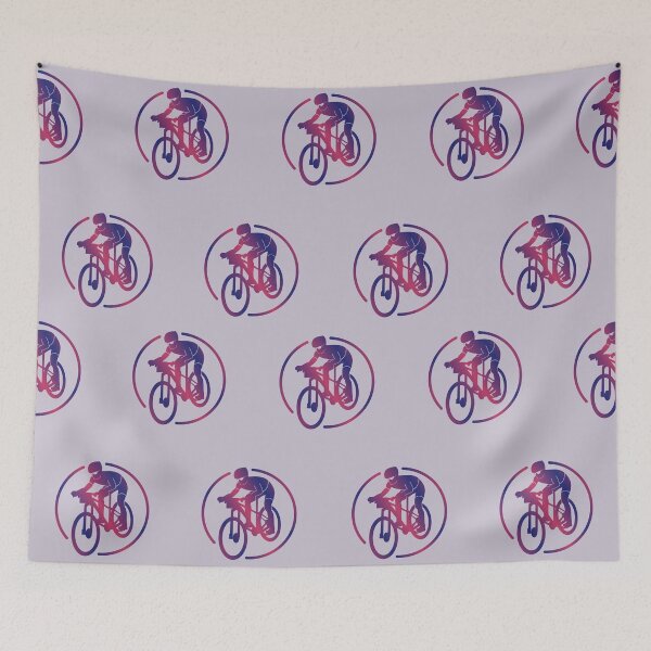 Item preview, Cross Country Mountain Biker Descending Purple Pink Gradient designed and sold by RabeDesigns.