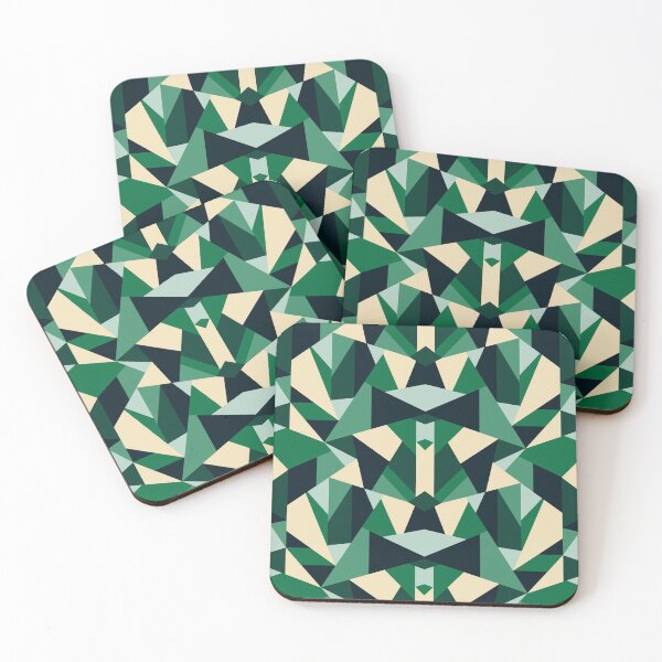 Item preview, Green abstract geometric vertical pattern poly style designed and sold by Elemesca.