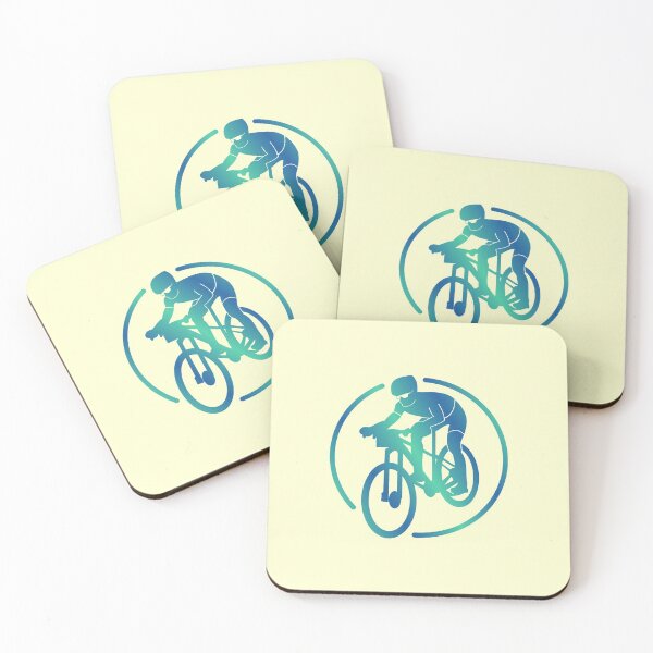 Item preview, Cross Country Mountain Biker Descending Green Blue Gradient designed and sold by RabeDesigns.