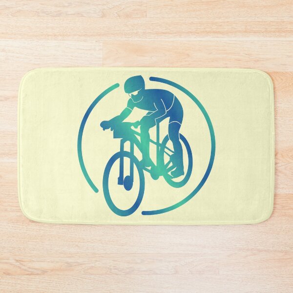 Item preview, Cross Country Mountain Biker Descending Green Blue Gradient designed and sold by RabeDesigns.