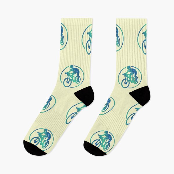 Item preview, Cross Country Mountain Biker Descending Green Blue Gradient designed and sold by RabeDesigns.