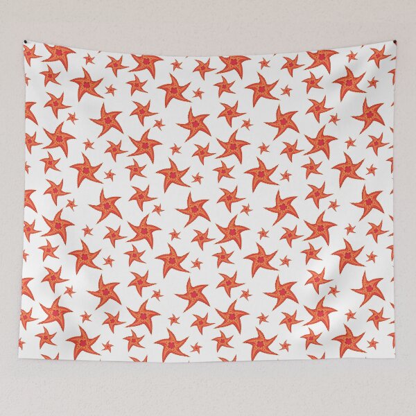Item preview, Red lovely starfish pattern illustration designed and sold by drommmes.