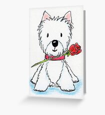Westie holding rose delightfully cute! Greeting Card