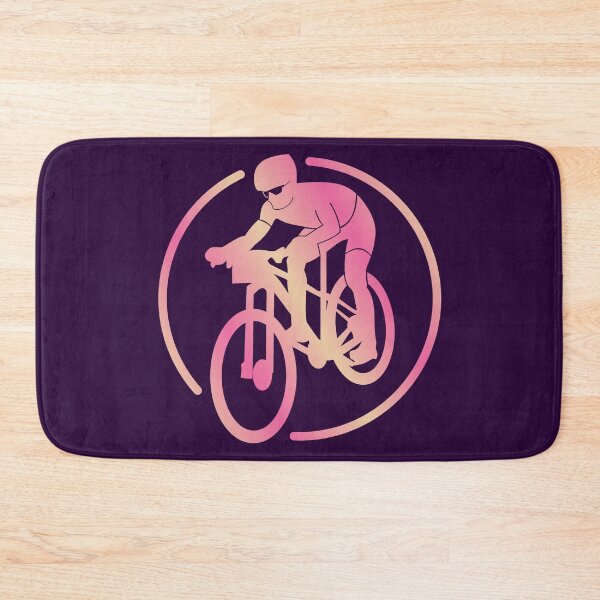 Item preview, Cross Country Mountain Biker Descending Orange Pink designed and sold by RabeDesigns.
