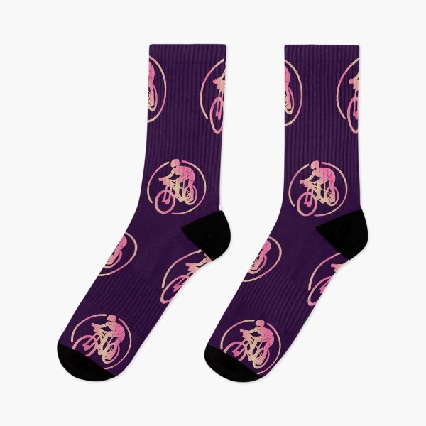 Item preview, Cross Country Mountain Biker Descending Orange Pink designed and sold by RabeDesigns.