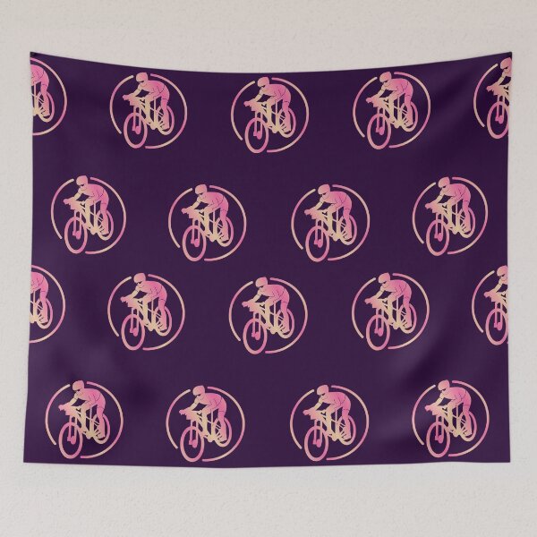Item preview, Cross Country Mountain Biker Descending Orange Pink designed and sold by RabeDesigns.
