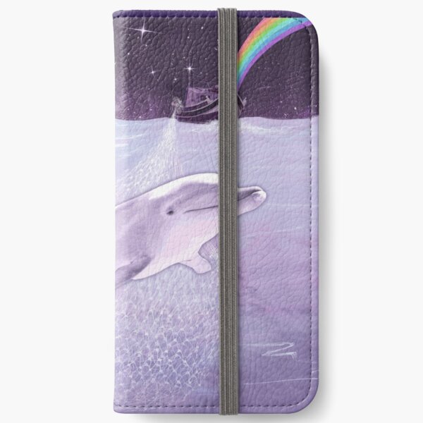 Cosmic Rainbow Dolphin Moon & Sea Scape iPhone Wallet