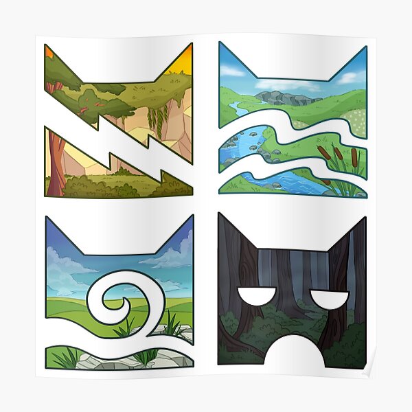 Classic Four Warriors Warrior Cats Logo Poster