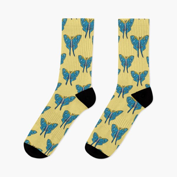 Item preview, Luna Moth Butterfly Blue and Yellow designed and sold by Julie Erin Designs.