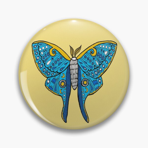 Item preview, Luna Moth Butterfly Blue and Yellow designed and sold by Julie Erin Designs.