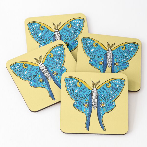 Item preview, Luna Moth Butterfly Blue and Yellow designed and sold by Julie Erin Designs.