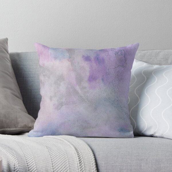 Abstract watercolor design in blue and purple Throw Pillow