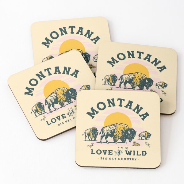 Item preview, Big Sky Country, Montana: Love The Wild. Cool Retro Buffalo Travel Art designed and sold by The Whiskey Ginger Design Shop.