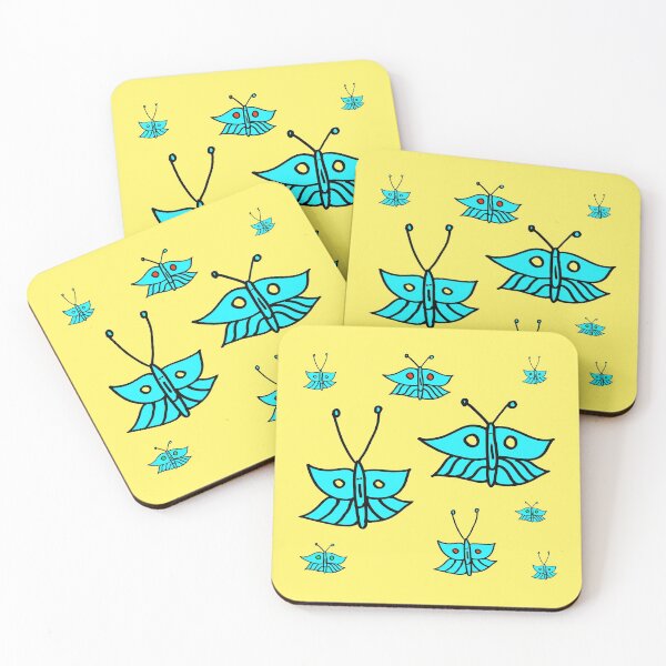 Item preview, Light Blue Butterflies on Yellow designed and sold by Istvan Ocztos.