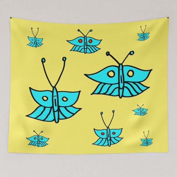 Item preview, Light Blue Butterflies on Yellow designed and sold by Istvan Ocztos.