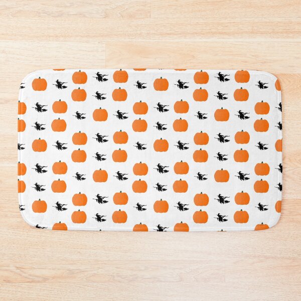 Item preview, The Halloween orange pumpkin and flying black witch on the white background designed and sold by IraNiva.