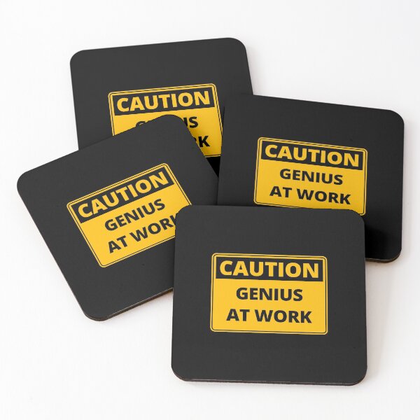 Item preview, Funny Caution Sign - Genius at Work designed and sold by thehappylamb.