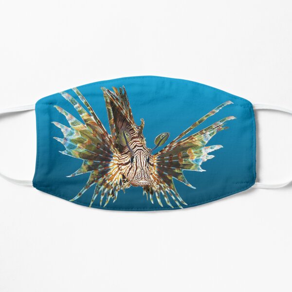 Feuerfisch | Schwebender Fisch auf blauem Hintergrund | Flache Maske