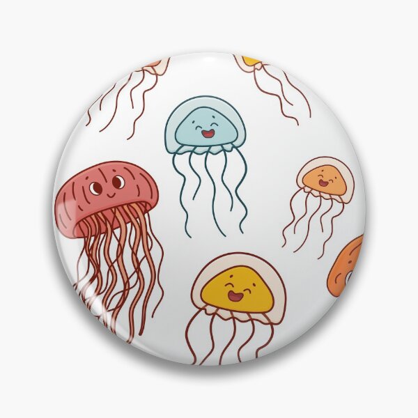 Item preview, Set of colorful outline doodle cartoon jellyfish designed and sold by essskina.