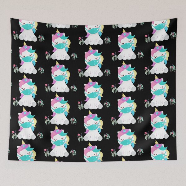 Item preview, Cute Unicorn Wearing A Blue Mask designed and sold by WildingClan.