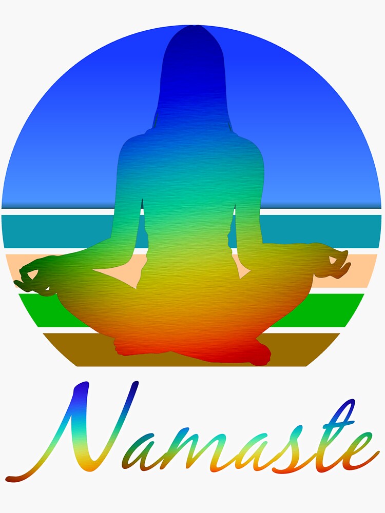 "Rainbow 'Namaste' Yoga Pose" Sticker for Sale by mikepil Redbubble