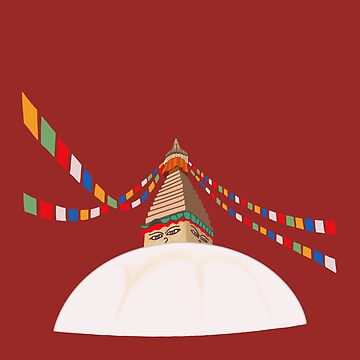 Artwork thumbnail, Buddha Boudha Swayambhu Gift for Nepal Nepalese Nepali V-Neck T-Shirt by yatridesign