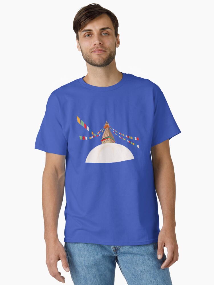 Thumbnail 2 of 7, Classic T-Shirt, Buddha Boudha Swayambhu Gift for Nepal Nepalese Nepali V-Neck T-Shirt designed and sold by yatridesign.